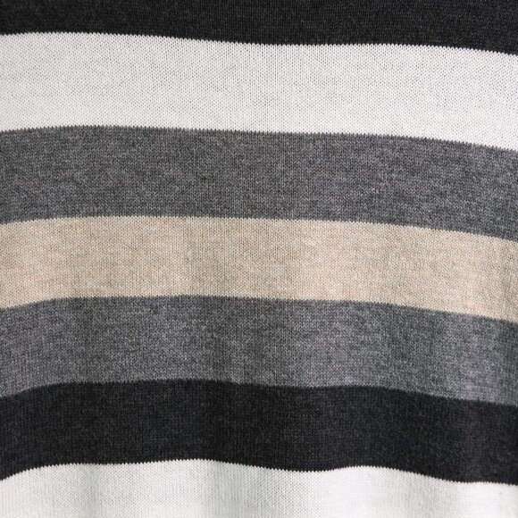LIZ CLAIBORNE Gray Cream Tan Striped Long Sleeve Classic Soft Sweater - Size XL - Picture 6 of 8